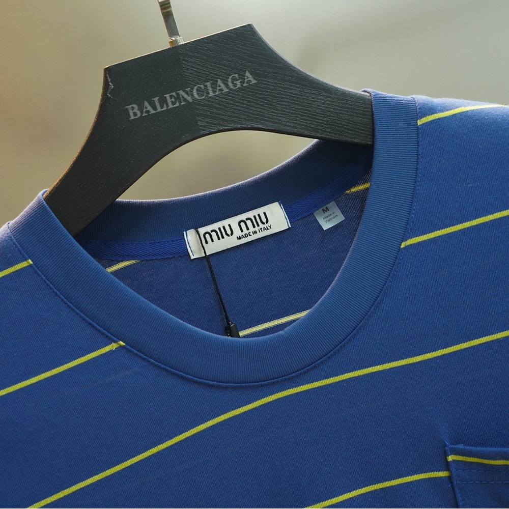 Miumiu blue striped short-sleeved shirt - Picture 10 of 12